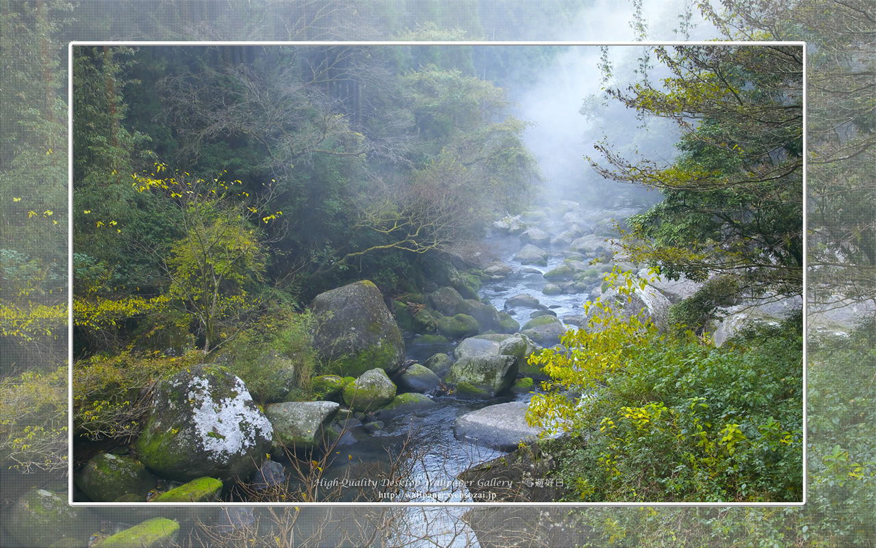 朝靄の中津川の壁紙/Wallpaper(1280×800)