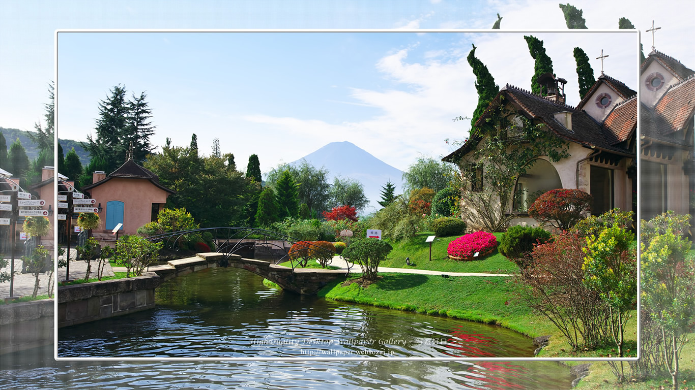 富士山の壁紙/Wallpaper of富士山(オルゴール館)-4 in Fuji Lake Districti (1366×768)