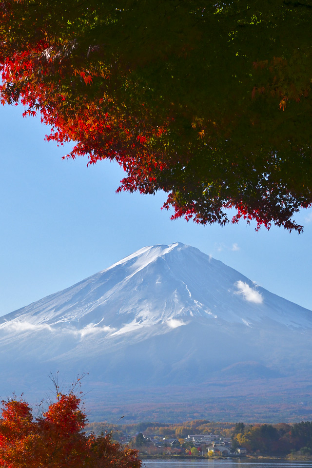Free Iphone 4s Wallpaper Nature Landscapes 紅葉と富士山 Mt Fuji Iphone 壁紙館